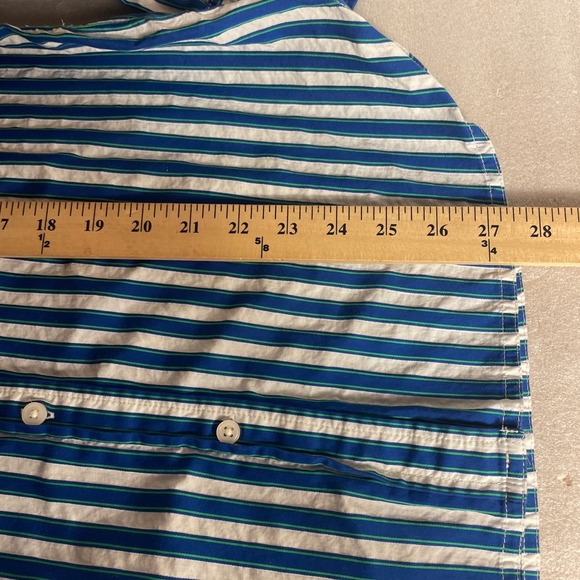 J Crew Classic Fit Shirt Women 8 Blue White Textured Stripe Button Down Blouse - Picture 10 of 13